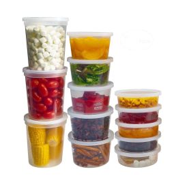 Deli Plastic Storage Containers with Lids 8oz, 16oz, 32oz (10 CT of each - Combo 30CT) Reusable Food Containers